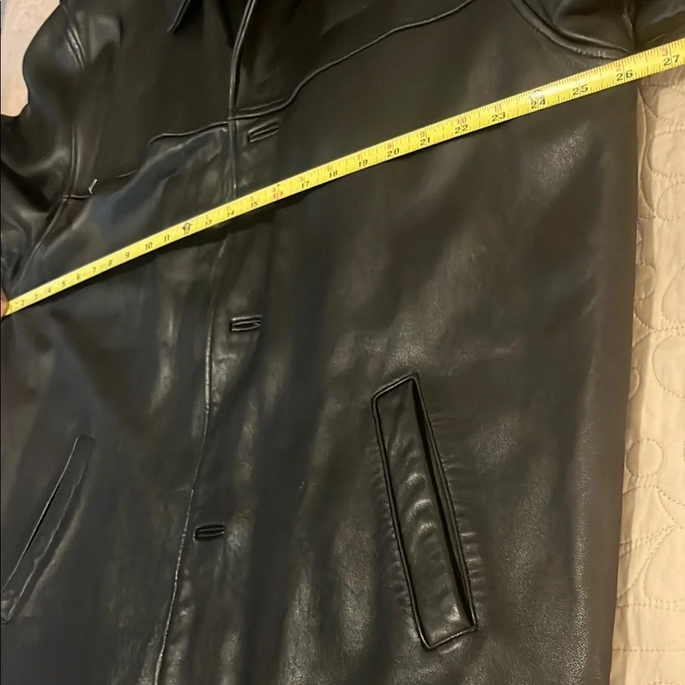 Mens Black Button Down Leather Jacket Unisex Sz 2XL